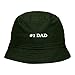 Mens Bucket Hat #1 Dad Embroidered Washed Cotton Classic Bucket Hat Green