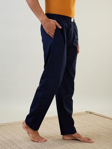 Image of Raymond SleepZ Men Regular Fit Solid Pattern Pure Cotton Pyjama Dark Blue