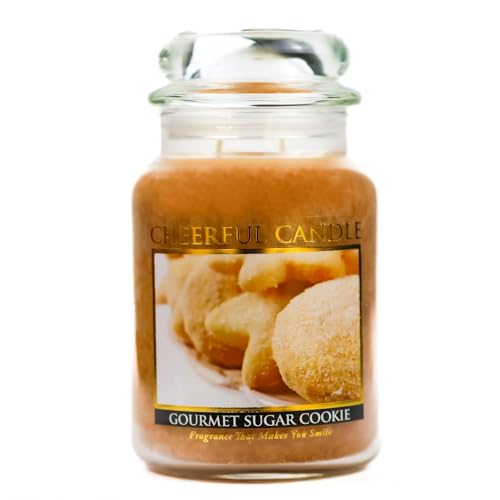 A Cheerful Giver Scented Glass Jar Candle - 24 oz. Gourmet Sugar Cookies Jar Candle with Lid & True to Life Fragrance Made in USA - Cheerful Candle Collection