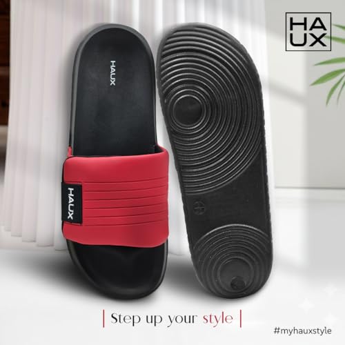 Image of HAUX Men's Classic Ultra Soft Sliders, Comfortable, Lightweight, Stylish, Anti-Skid, Waterproof, Everyday Flip Flops for Gents and Boys
