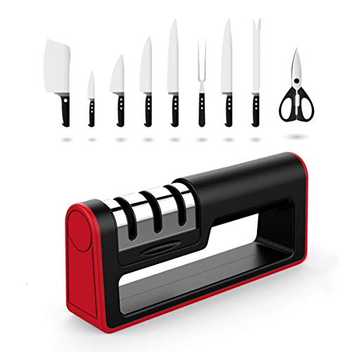 Kitchen Knife Sharpener - 3-Stage Knife Sharpening Tool Helps Repair, Restore and Polish Blades