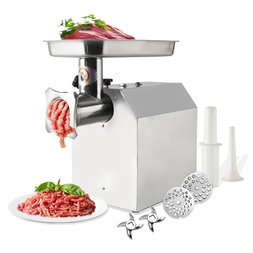 Commercial Meat Grinder Electric, Max Yield 180KG/H (397lbs/H) 1100w High Capacity Commercial Heavy Duty Meat Grinder and Sausage Stuffers with 2 Blad