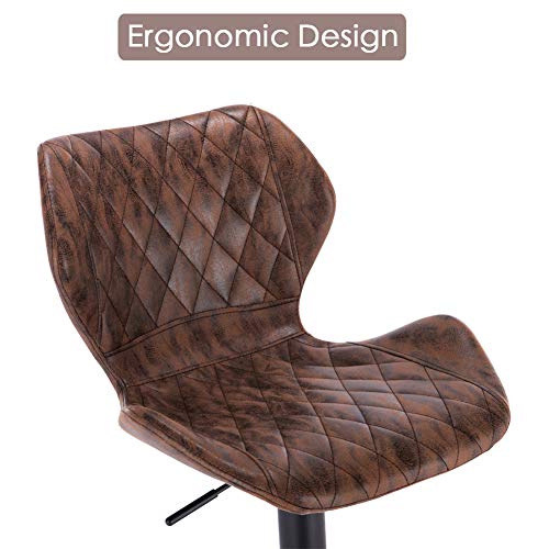 Superjare Adjustable Bar Stools Set Of 2, Rustic Swivel Barstools With Back, Modern Counter Height Chairs For Pub Kitchen, Retro Brown #TOP4