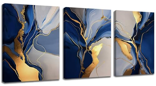 RUIFENGL Blue Abstract Canvas Prints Wall Art Decor- Blue and