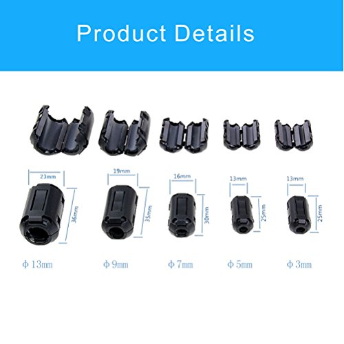 iSKUKA [Pack of 10 Ferrite Beads Clip - on Design for HDMI Cable USB Cable Noise EMI RFI Suppressor Ferrite Core Ferrite Ring (9MM)