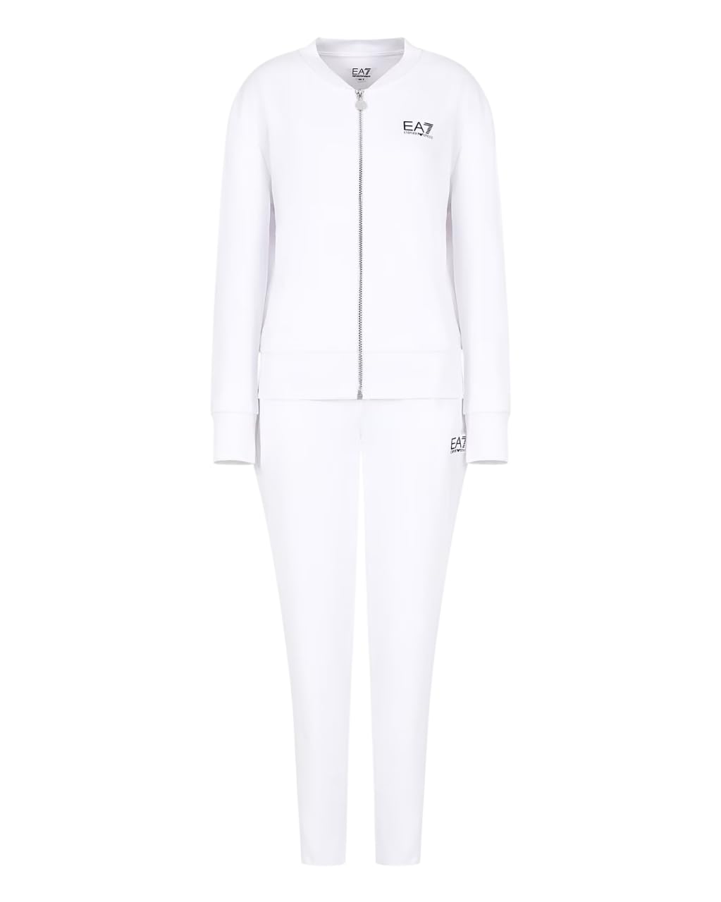 Ea7 White Ventus7 Track Suit With A Baseball Collar Tennis Pro