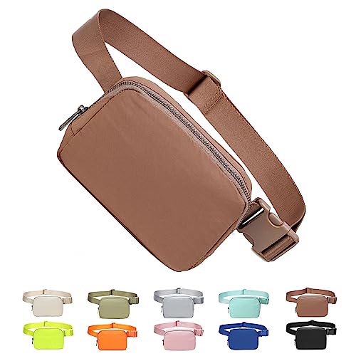 Tapp Collections Unisex Mini Crossbody Belt Bag with Adjustable Strap Small Waist Pouch for Workout Running Traveling Hiking - Brown