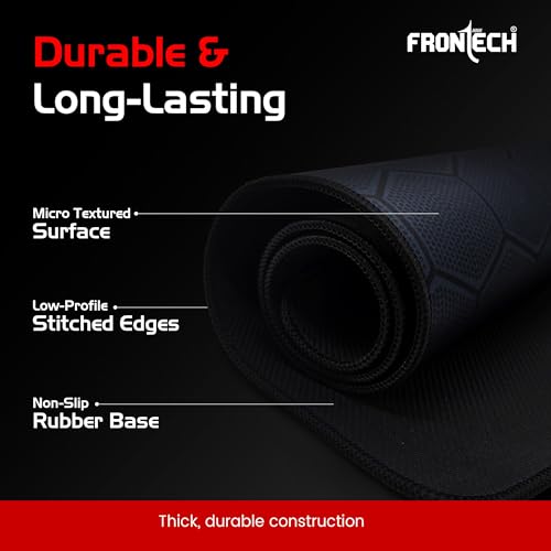 Image of FRONTECH Premium Extended Gaming Mouse Pad | Anti-Slip Rubber Base | Water & Spill Resistant | Stitched Edges | Ultra-Smooth Surface for Gaming & Office (Black /Red) MSP-0060