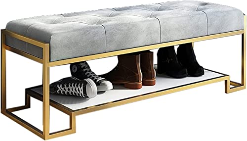 Banc de bout de lit avec assise rembourrée et structure en métal robuste