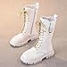 Imagen de Botas Niña Altas hasta La Rodilla Botas Altas Botas De Combate Blancas Zapatos para Niña Zapatos Escolares De Piel SintéTica con Cordones Y Cremallera Lateral Punk Goth Boot De Princesa De Goma