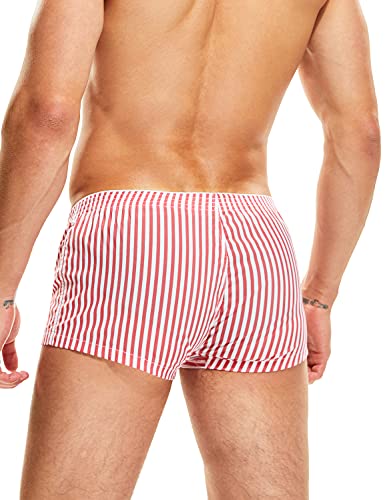 SEOBEAN Mens Sexy Low Rise Striped Boxer Trunks Shorts 105022
