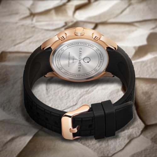 Carlington Legacy Series Men's Analog Chronograph Watch Rose Black - Image 3
