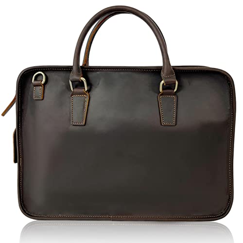 Men's Slim Briefcase For Travel/Office/Business,Water Resistant Leather Messenger Bag,15.6 Inch Laptop Bag,Vintage Shoulder Bag #TOP15