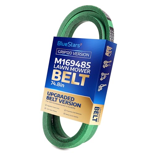 Image of [Upgraded Grip120] BlueStars M169485 Mower Primary Deck Belt | 5 /8 inch x 74.8 inch | Aramid Cord Primary Deck Belt for John Deere X330 X350 X354 X370 X380 X390 X394, X570 X580 X584 X590 Lawn Tractors /Mowers