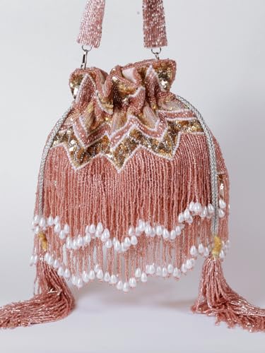 Image of THE TAN CLAN Asmi Potli bags for ladies with Handle - Handcrafted Traditional Silk Pouch for Weddings, Parties, and Special Occasions