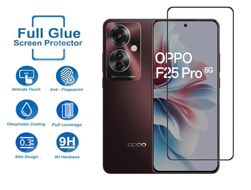 Image of 100FIT Tempered Glass Screen Protector Compatible For Oppo F25 Pro 5G With Edge To Edge Coverage And Easy Installation Kit