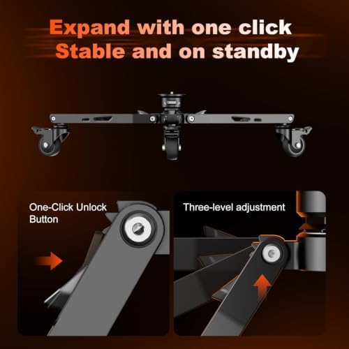 COMAN DF3 Photography Monopod Dolly for M1 Monopod, Foldable Wheels with PH70 Quick Release Mount and 3/8” Screw, 360° Silent Swivel Casters for for Film, Wedding & Studio Live Shooting - 2