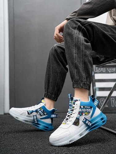 Mesh PU Stylish High Top Air Cushion Sneakers + for Outdoor Walking Travel Gym Casual Sports + Shock Absorbing Non Slip Sole Unisex Streetwear Comfort Fit2