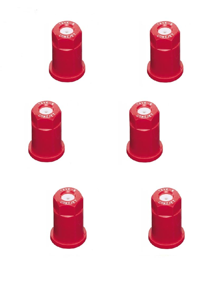 Pack of 6 - TeeJet ConeJet Hollow Cone Spray Tip 0.1 GPM @ 40 PSI Visiflo Red Farmer Bob's Parts TX-VK6
