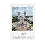 Valladolid - Póster fotográfico real de Valladolid, póster de viaje, regalo de Yucatán, México, viajes, ciudad mínima, impresiones decorativas en lienzo sin marco, 40,6 x 61 cm
