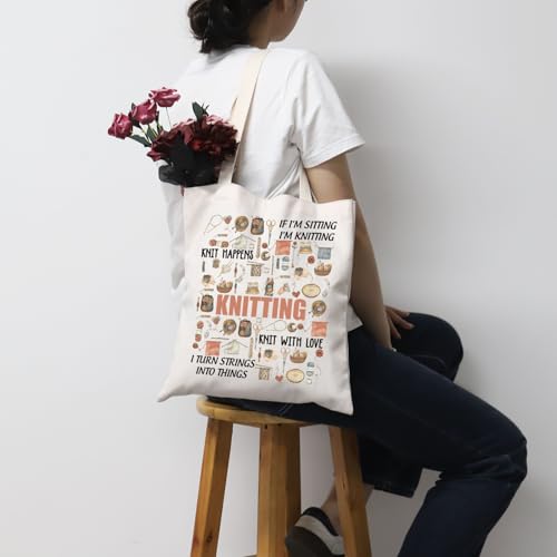 Image of MNIGIU Funny Yarn Gift Knitting Tote Bag Knitting Lover Gift Yarn Storage Bag Knitter G-ift Crochet G-ift
