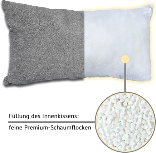 Formalind - 2er Set Sofakissen 50x30cm - 2 Sofakissen mit Füllung und Bezug. Bequeme Couchkissen mit abnehmbaren und waschbaren Bezügen. Weiche Couchkissen im 2er Set. Grau zweifarbig