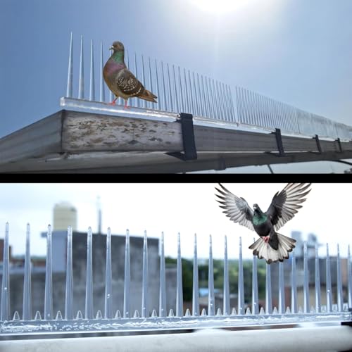 Image of Bird Spikes for Solar Panels with Stand (Pack of 10) Polycarbonate Anti-Bird Strips for Fits 30 40mm Thick Panels Effective Solar Panel Protection Solution