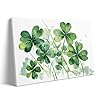 St Patricks Day Canvas Wall Art Lucky Shamrocks Pictures Print Poster Framed Art Green Clover Floral Print for St Patricks Day Living Room Bedroom Aesthetic Decor 8x10inch