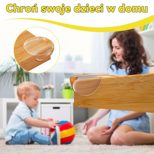 ECHOCUBE 12 opakowań przezroczystych ochraniaczy narożników, ochrona przed dziećmi, ochrona krawędzi z taśmami samoprzylepnymi TESA do stołu, mebli, kształt litery L i R
