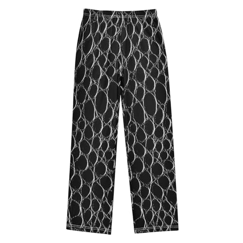 Boys' Pants White Black Snakeskin Texture Long Bottoms Jogger Pants Elastic Waist Trousers with Pockets S-XL