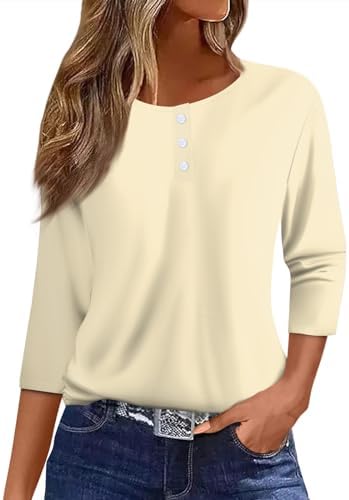 Three-Quarter Sleeve Women's T-Shirt Casual Crew Neck T-Shirt Fashion Floral T-Shirt 2024 Fall Tops for Women