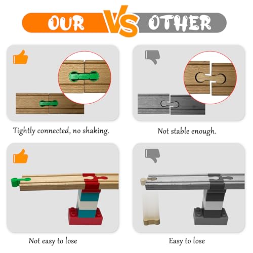 wooden train track accessories 30 pcs colorful dog bone track connectors compatible with all wooden train track christmas birthday gift for boys girls track toys expansion pack for kids ages 3