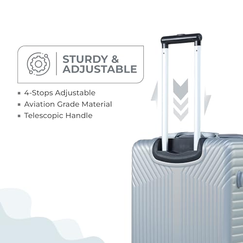 Image of ACEPACK GLX Family Set of 3 (Small Cabin + Medium Check-in + Large Check-in) Combo Silver Hard Sided Luggage Trolley Bag for Travel Suitcase with 8 Spinner Wheels