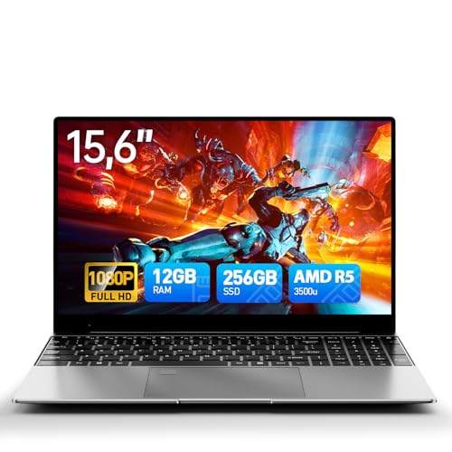 Wvryrv 15.6'' Laptop Computer 12GB RAM 256GB SSD, Win 11 Laptop AMD Ryzen 5 Processor(Up to 3.7GHz), 1080P FHD IPS Display, Backlit Keyboard, Fingerprint, USB3.0,WiFi5,Mini HDMI, BT5,Webcam