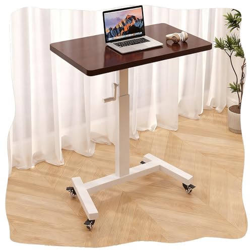 GSKDZG ~ ItBXfXN LX^[t TChe[u ߉\ 74cm-102cm xbhe[u ړ p\RfXN ؐiCge[uAzCgAEH[ibg(Walnut Color+White Frame,60x40cm