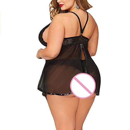 Damen Reizwäsche Sexy Dessous Set Damen Sexy Spitzen Nachthemd Dessous Große Größen Tiefer V-Ausschnitt Nachtwäsche… – Bild 4