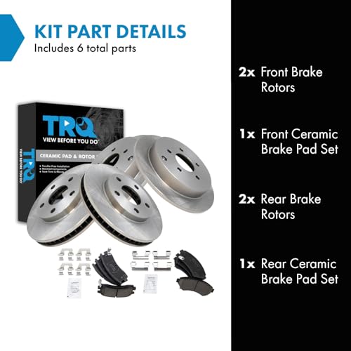 Image of TRQ Front and Rear Brake Pad and Rotor Set Ceramic | For 2002-2004 Pontiac Montana