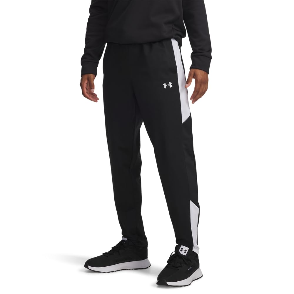 Under Armour Mens Rival Knit Pants, (001) Black / White / White, XXL