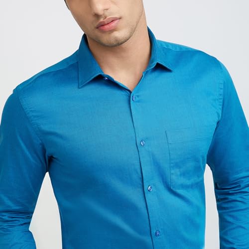 Image of Park Avenue Men Pure Cotton Slim Fit Structure Pattern Semi Cutaway Collar Formal Shirt