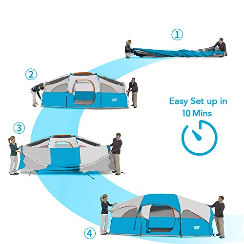 Image of CAMPROS CP Tent 8 Person Camping Tents, Weather Resistant Family Tent, 5 Large Mesh Windows, Double Layer, Divided Curtain for Separated Room, Portable with Carry Bag