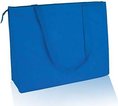 (3 Pack) Set of 3- Reusable Non Woven Jumbo Zippered Tote Bag (Black)