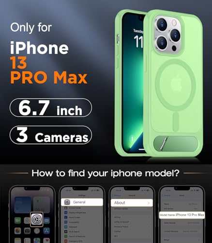 Image of Magnetic Compatible with iPhone 13 Pro Max Case, [Built-in Invisible Kickstand][Compatible with MagSafe][Military Grade Shockproof] Slim Translucent Matte Phone Case for iPhone 13 Pro Max 6.7 inch