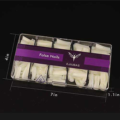 Nail Tips Natural Fake Nails - Ejiubas Acrylic Nail Tip 500PCS French Nails Tips Half Cover Fakes Nails False Nails 10 Sizes with Case for Nail Salon and DIY Nail Art - Thumbnail 7