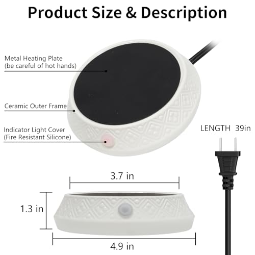 Candle Warmer with Timer Coffee Mug Heat Auto Off Function for Bedroom Study Living Room Kitchen Office White Ceramic Electric Wax Melt Warmer Fits Yankee Jar Scented Candle Safe Release of Scent