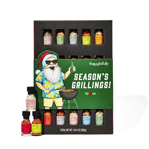 Image of Smokehouse by Thoughtfully Holiday Ultimate Grilling Spice Seasoning Gift Set,Flavors Include Chili Garlic, Rosemary and Herb, Lime Chipotle and More, Christmas Wrap, Set of 20