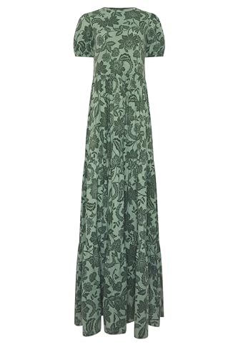 Image of Long Tall Sally - LTS Tall Floral Tiered Cotton Maxi Dress - Women's Green