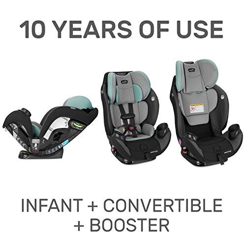 Evenflo EveryStage LX All-in-One Car Seat, Convertible Baby Seat, Convertible & Booster Seat, Grows with Child Up to 120 lbs, Angled for Comfort & Safety, 3-Times-Tighter Installation
