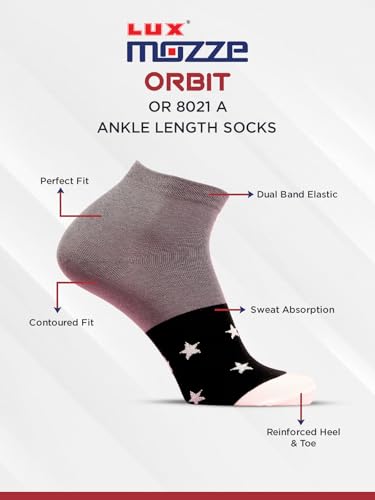 Image of Orbit Ankle Length Socks for Men |Made With Durable & Breathable Cotton | Ideal for Gym, Running, Office | 3 Pair -Multicolor