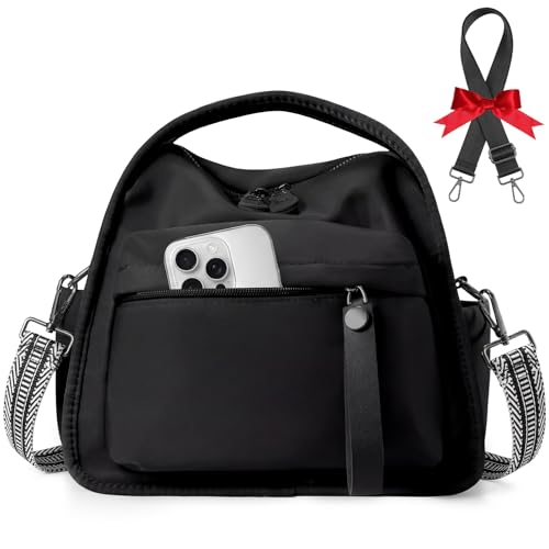 Nylon Crossbody Bags for Women Lightweight Top Handle Shoulder Bag Waterproof Satchel Hobo Handbag Bonus with a Extra Strap