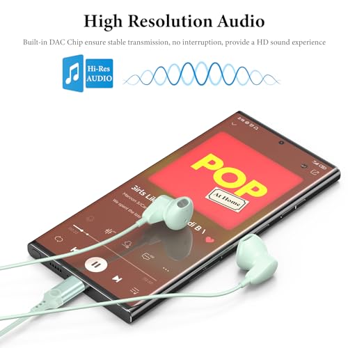 APETOO USB C Headphones for iPhone 17 16 15 Pro Max/iPad Air Earbuds Green